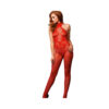 Fishnet Seamless Halter Bodystocking W/floral Lace Hourglass O/s Red
