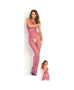 Quarter Crochet Net Bodystocking Purple O/S