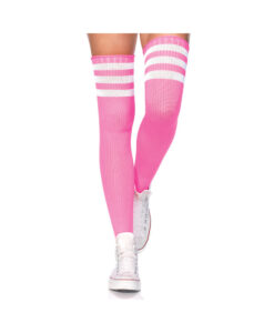 Athlete Thigh Highs with 3 Stripes Top O/S Neon Pink