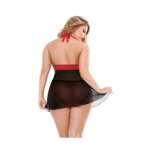 Curve Valentina Halter Keyhole Front Babydoll & Matching Panty Red/black 3x/4x - Image 2