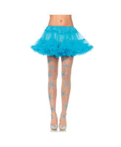 Let It Snow Spandex Sheer Glitter Snowflake Pantyhose Nude/blue O/s