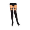 Dual Strap Elastic Thigh High Garter Suspender With Heart O/s Black
