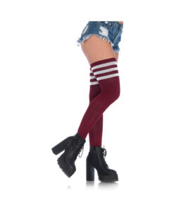 Athlete Thigh Highs With 3 Stripes O/S Burgundy
