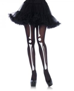 Skeleton Print Tights Os Blk/wht