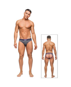 Male Power Heather Haze Cutout Thong Grey Sm