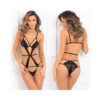 Peep Show Strap & Lace Teddy Black S/M