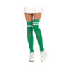 Ribbed Athletic Thigh Highs O/s Kelly Green/white