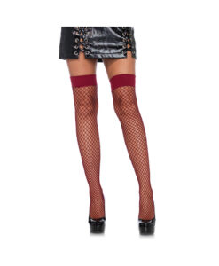 Lycra Industral Fishnet Thigh High O/s Burgundy