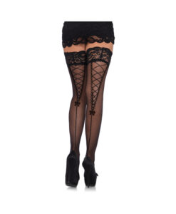 Stay Up Lace Top Sheer Thigh Highs O/s Black