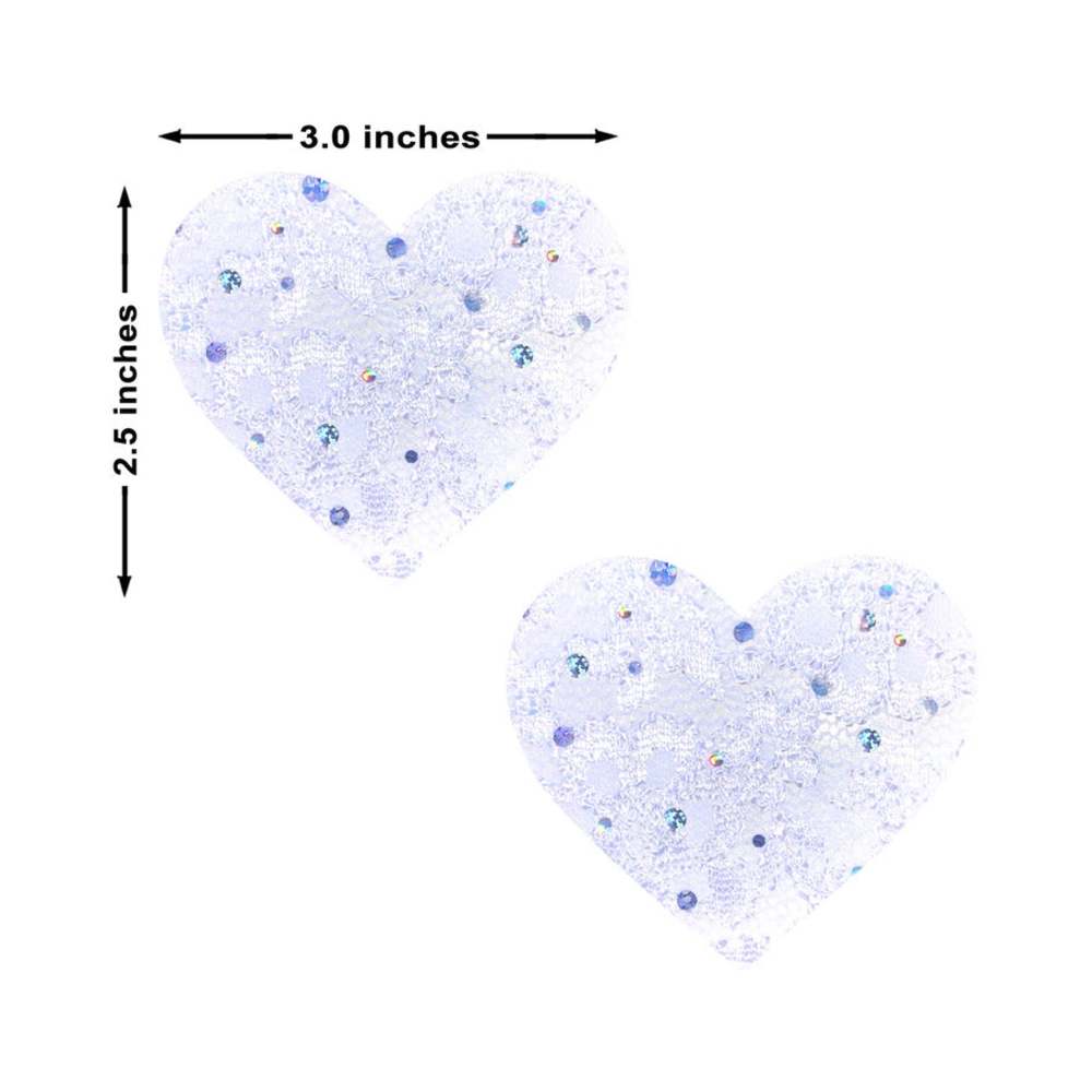 Neva Nude Pasty Heart Sequin Lace White - Image 2