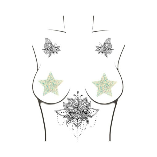 Neva Nude Pasty Star Sequins Iridescent White - Image 2