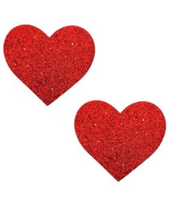 Neva Nude Pasty Hearts Glitter Red