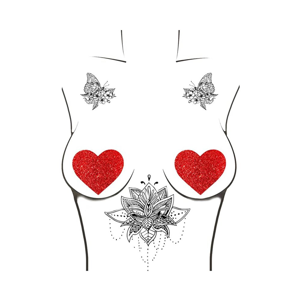 Neva Nude Pasty Hearts Glitter Red - Image 2
