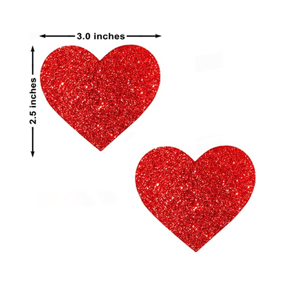 Neva Nude Pasty Hearts Glitter Red - Image 3