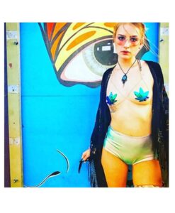 Alternative view of Neva Nude Pasties Pot Leaf Sequin Green To Black