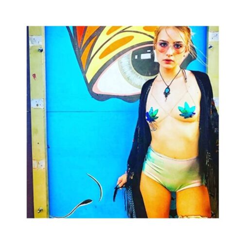 Neva Nude Pasties Pot Leaf Sequin Green To Black - Image 2