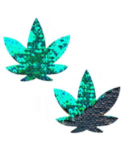 Neva Nude Pasties Pot Leaf Sequin Green To Black