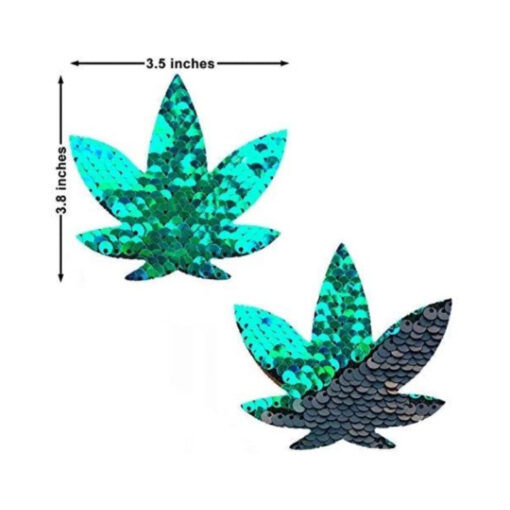 Neva Nude Pasties Pot Leaf Sequin Green To Black - Image 3
