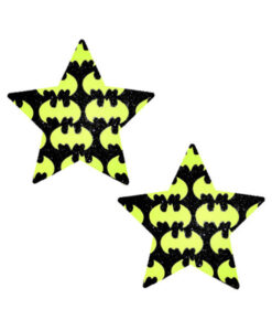 Neva Nude Pasty Star Neon Batman Signal Glitter Black