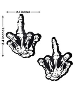Alternative view of Neva Nude Pasty Skeleton Fu Hand On Black Malice Glitter