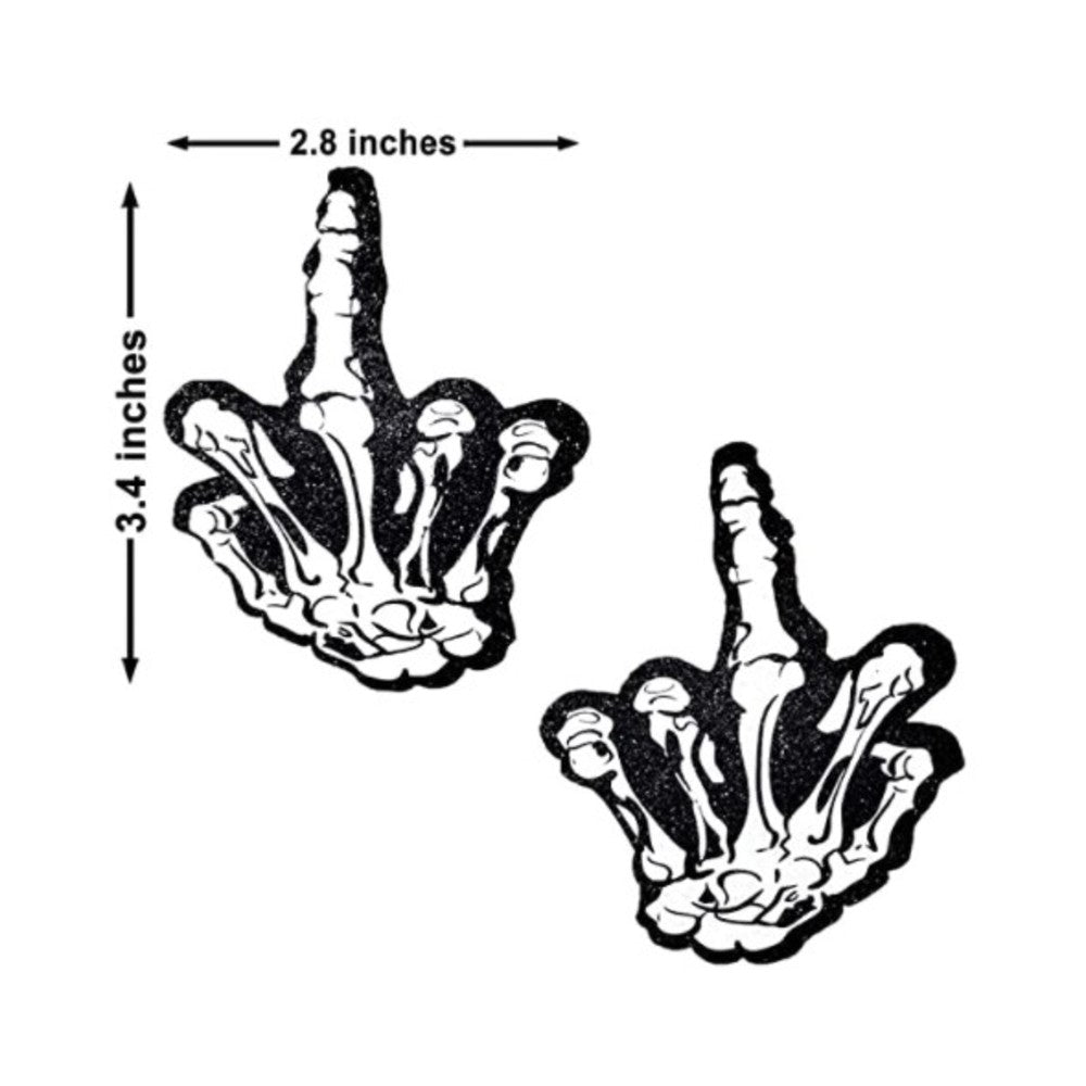 Neva Nude Pasty Skeleton Fu Hand On Black Malice Glitter - Image 2