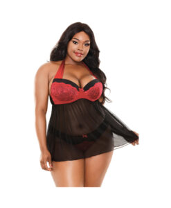 Curve Sophia Halter Babydoll & Panty Red 1x/2x
