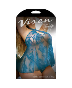 Vixen Teal Me More Stretch Lace Dress & G-string Teal Queen