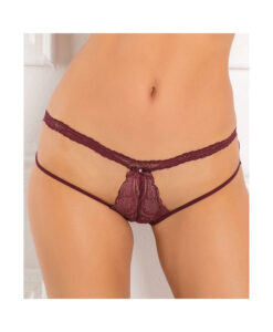 Rene Rofe Dive Deep Open Back Panty Burgundy S/M