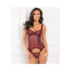 Rene Rofe Grand Finale 2 Piece Ruffle Teddy Burgundy S/M