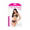 Tease Regina Microdot Bra & Lace Up Panty Set With Detachable Garters Black M/l