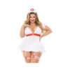 Curve Bedside Nurse Costume Set; Dress With Tie Back, Gartered Panty And Medic Hat White 1x/2x
