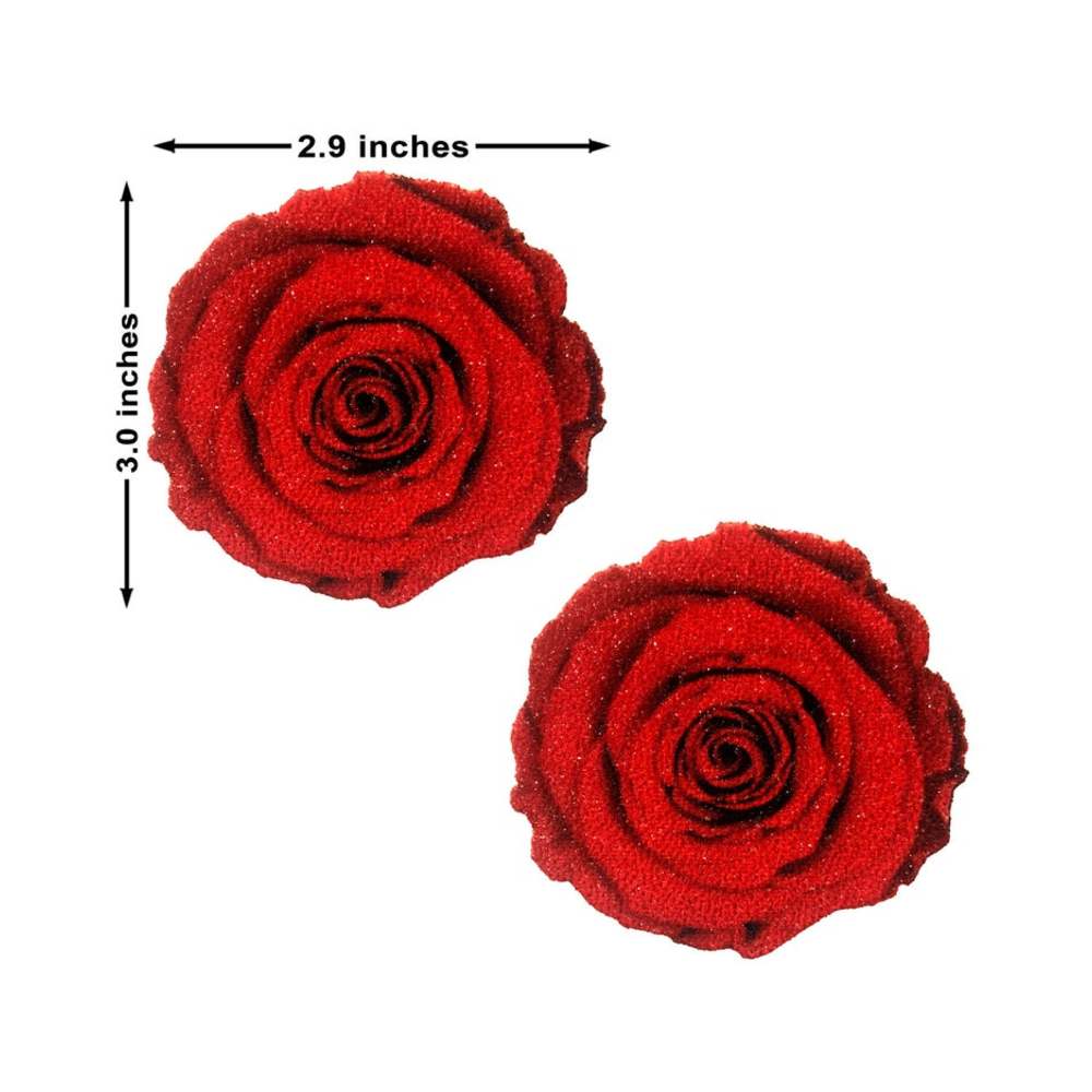 Neva Nude Pasties Enchanted Red Rose Glitter Velvet - Image 3