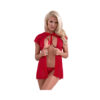Valentina Bed Jacket & Thong Red Medium