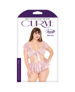 Novah Tie Front Top And Tap Pant  Blush Pink 1x/2x
