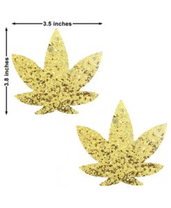 Alternative view of Neva Nude Pasty Weed Leaf Glitter Sparkle Gold