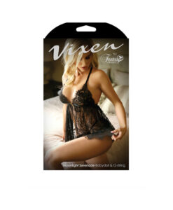 Vixen Moonlight Serenade Babydoll & G-string Os Black