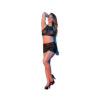 Magic Silk Sexy Time Polka Dot Mesh Halter & Skirt Set Black Lx