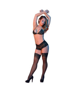 Magic Silk Sexy Time Triangle Bra & Cheeky Short Set Black Sm