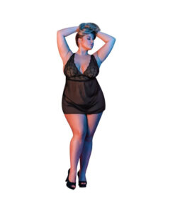 Magic Silk Sexy Time Baby Doll W Fly Away Back & G-set Black Queen Size