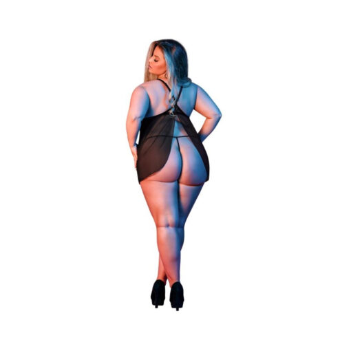 Magic Silk Sexy Time Baby Doll W Fly Away Back & G-set Black Queen Size - Image 3