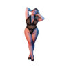 Magic Silk Sexy Time Deep Plunge Halter Teddy Black Queen Size