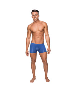 Male Power Seamless Sleek Short W. Sheer Pouch Blue Small