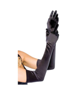 Extra Long Satin Gloves O/s Black