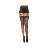 Sheer Lace Top Stockings With Rhinestone Backseam And Mini Bow Accent.
