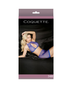 Fishnet Halter Top & High Waisted Skirt Cobalt Os