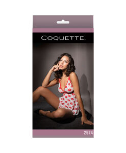 Babydoll And Thong White/red Os