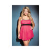 Baby Doll , Criss Cross Straps & G-string Fuchsia/black Xl