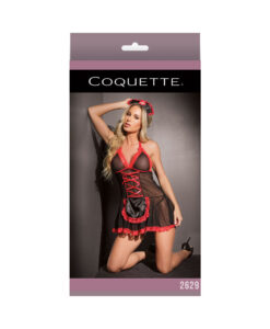 Nurse Babydoll Black & Red Os
