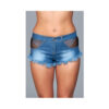 Denim Shorts Fishnet Trim Frindge Bottom Medium