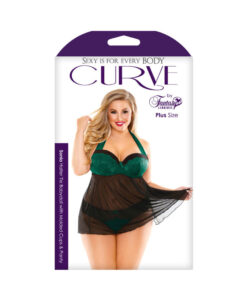 Sonia Halter/tie/babydoll/panty Green 3x/4